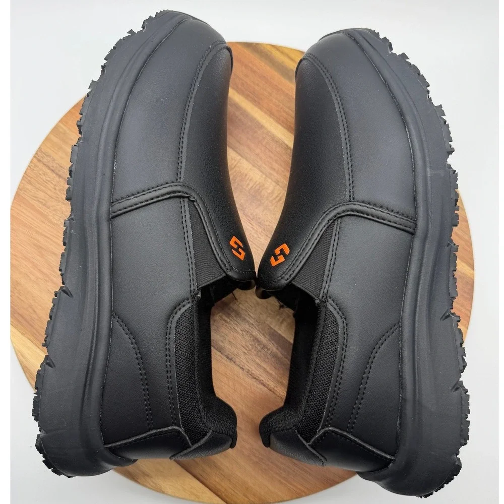 HISEA Men's 8 1/2W Resistant Chef Work Shoes Black Slip On Non Slip Food Service